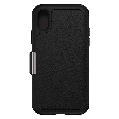 OtterBox Strada Series - Flip cover for mobile phone - leather, polycarbonate - shadow - for Apple iPhone X, XS