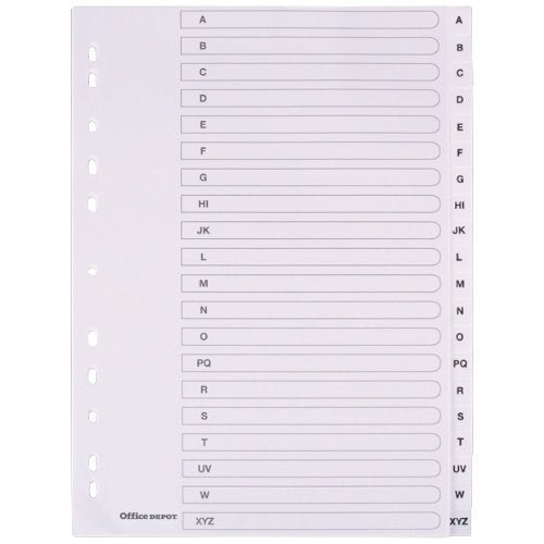 Best Value Polypropylene Dividers A4 20 Part A-Z White