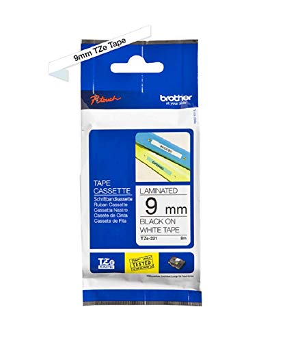 Best Value Brother TZe-221 Labelling Tape Cassette, 9 mm (W) x 8 m (L), Laminated, Brother Genuine Supplies - Black on White