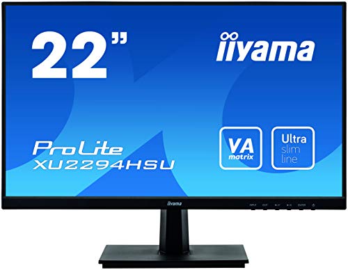 iiyama ProLite XU2294HSU-B1 - LED monitor - 22" (21.5" viewable) - 1920 x 1080 Full HD (1080p) @ 75 Hz - VA - 250 cd/m - 3000:1 - 4 ms - HDMI, VGA, DisplayPort - speakers - matte black