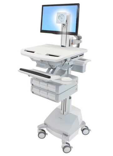 Ergotron StyleView - Cart for LCD display / keyboard / mouse / CPU / notebook / barcode scanner - medical - aluminium, zinc-plated steel, high-grade plastic - grey, white, polished aluminium - screen size: up to 24" - output: AC 230 V - 66 Ah - Lead Acid