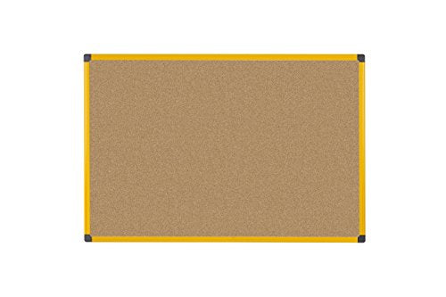 Best Value Bi-Office Cork Notice Board 600x450mm Ultrabrite Yellow 120x 90cm Aluminium Frame