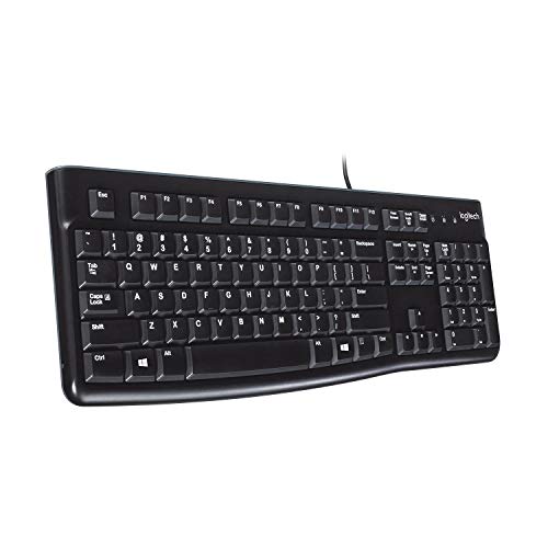 Best Value Logitech K120 Wired Keyboard for Windows, USB Plug-and-Play, Full-Size, Spill Resistant, Curved Space Bar PC/Laptop, QWERTY UK Layout - Black