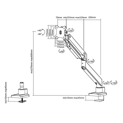 Neomounts by Newstar Select NM-D775PLUS - Mounting kit - for LCD display (full-motion) - white - screen size: 10"-49" - clamp mountable, grommet, desk-mountable