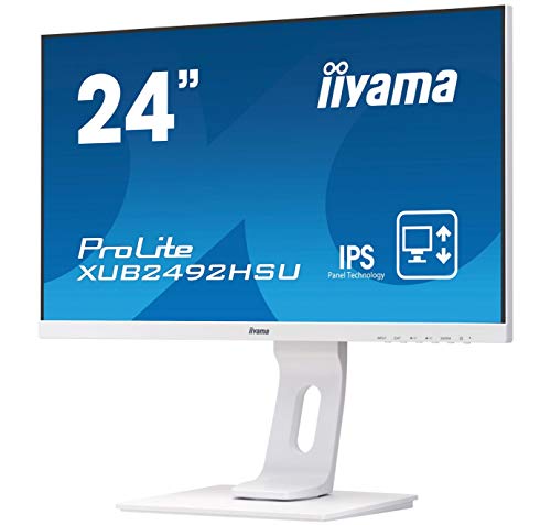 iiyama ProLite XUB2492HSU-W1 - LED monitor - 24" (23.8" viewable) - 1920 x 1080 Full HD (1080p) @ 60 Hz - IPS - 250 cd/m - 1000:1 - 5 ms - HDMI, VGA, DisplayPort - speakers - white