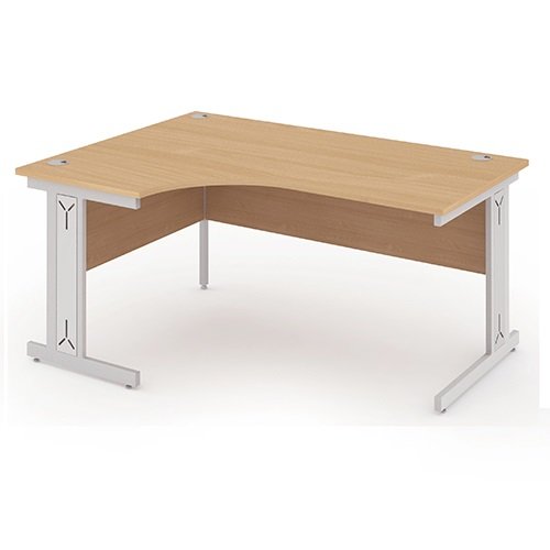 Dynamic Impulse 1800mm Right Crescent Desk Maple Top Silver Cantilever Leg I000368