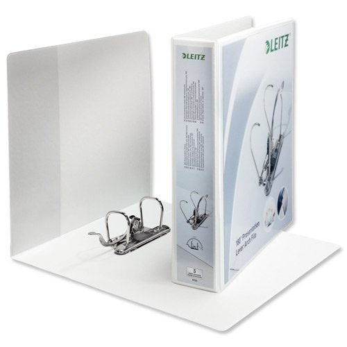 Best Value Leitz Presentation Lever Arch File 180 Degree Opening 80mm Spine A4 White Ref 42250001 [Pack 10]