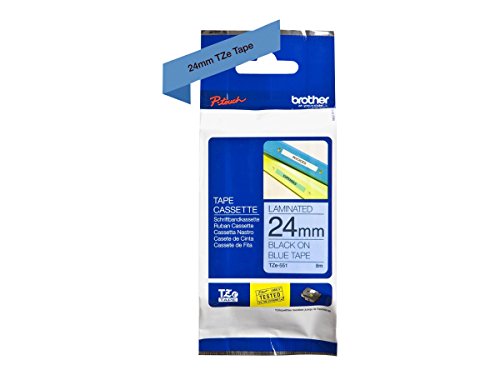 Best Value Brother TZe-551 Labelling Tape Cassette, 24 mm (W) x 8 m (L), Laminated, Brother Genuine Supplies - Black on Blue