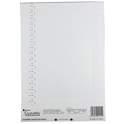 Best Value Rexel 70676 Crystalfile 300 Lateral File Tab Inserts Paper, Pack of 34, White