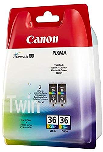 Canon CLI-36 Twin Pack - 2-pack - 12 ml - colour (cyan, magenta, yellow) - original - blister - ink tank - for PIXMA iP100, iP100wb, iP110, mini260, mini320, TR150