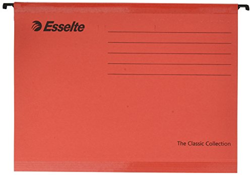 Best Value Esselte Classic Reinforced Suspension File, A4, Pack of 25, Tabs Included - Red