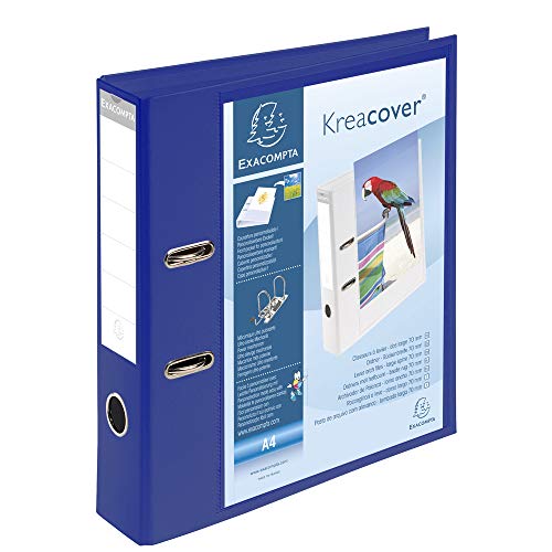 Best Value Exacompta Kreacover Prem'Touch Lever Arch File, A4, 2 Rings, 70 mm Spine - Blue