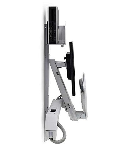 Ergotron StyleView Sit-Stand Combo System With Medium white CPU Holder - Mounting kit (articulating arm, wall track mount) - for LCD display / PC equipment (Lift and Pivot) - plastic, aluminium - white - screen size: up to 24"