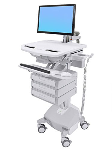 Ergotron StyleView Cart with LCD Arm, LiFe Powered, 3 Drawers - Cart - for LCD display / PC equipment (open architecture) - lockable - aluminium, zinc-plated steel, high-grade plastic - screen size: up to 24" - 40 Ah - lithium