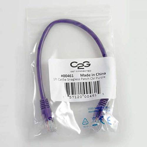 C2G Cat5e Booted Unshielded (UTP) Network Patch Cable - Patch cable - RJ-45 (M) to RJ-45 (M) - 50 cm - UTP - CAT 5e - molded, snagless, stranded - purple