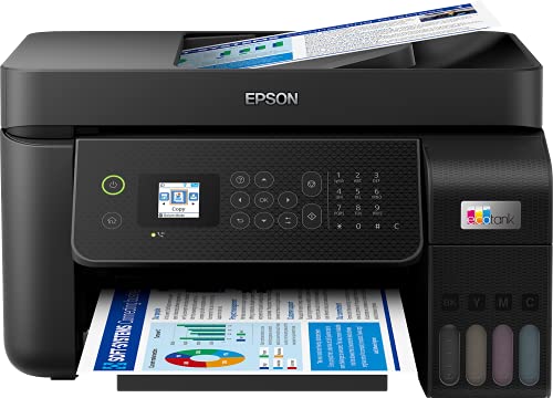 Epson EcoTank ET-4800, Inkjet Printers, Ink tank system, A4 (, 4 Ink Cartridges, KCYM, Print, Scan, Copy, Fax, Manual, 5,760 x 1,440 DPI, 33 pages/min Monochrome, 15 pages/min Colour, 100 Sheets Standard, 1,200 DPI x 2,400 DPI (Horizontal x Vertical), 30