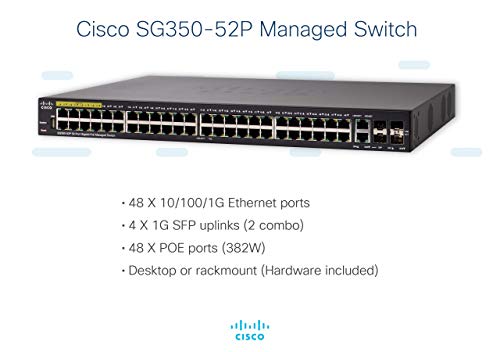 Cisco Small Business SG350-52P - Switch - L3 - Managed - 48 x 10/100/1000 (PoE+) + 2 x combo Gigabit SFP + 2 x Gigabit SFP - rack-mountable - PoE+ (375 W)