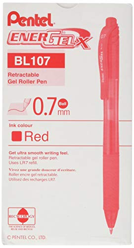 Best Value Pentel Energel-BL107-BX Tip Retractable Pen, 0.7 mm - Red (Pack of 12)