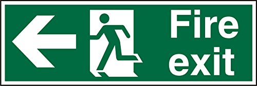 Best Value Seco Fire Exit - Arrow Pointing Left, Man Running Left, Fire Exit Sign, 300mm x 100mm - Self Adhesive Vinyl