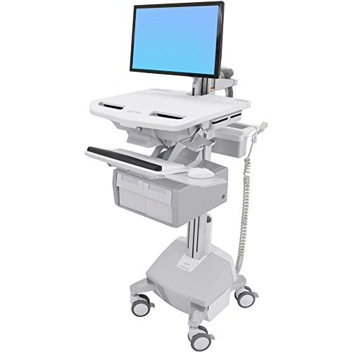 Ergotron StyleView Cart with LCD Arm, LiFe Powered, 2 Tall Drawers - Cart - for LCD display / PC equipment (open architecture) - lockable - aluminium, zinc-plated steel, high-grade plastic - screen size: up to 24" - 40 Ah - lithium