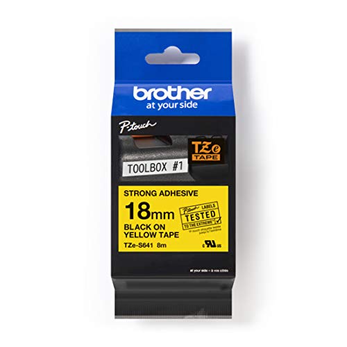 Brother TZe-S641 - Extra strength adhesive - black on yellow - Roll (1.8 cm x 8 m) 1 roll(s) laminated tape - for Brother PT-D600, P-Touch PT-1880, D450, D800, E550, E800, P900, P950, P-Touch EDGE PT-P750