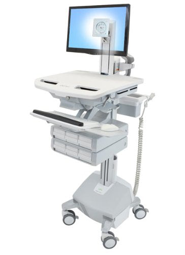 Ergotron StyleView - Cart for LCD display / keyboard / mouse / CPU / notebook / camera / scanner (open architecture) - medical - plastic, aluminium, zinc-plated steel - grey, white, polished aluminium - screen size: up to 24" - output: AC 230 V - 40 Ah - lithium