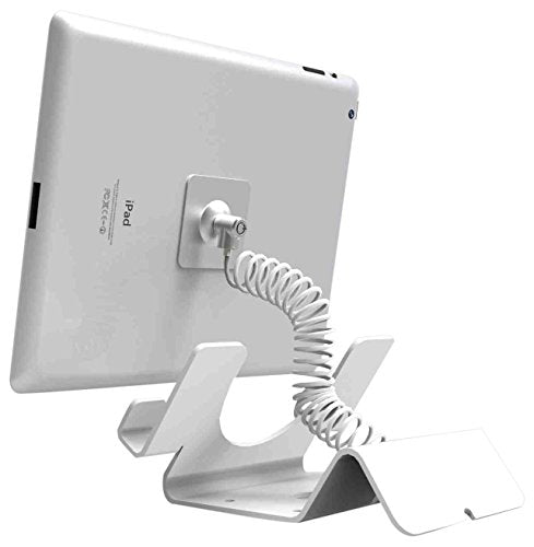 Compulocks Universal Tablet Holder Keyed Coiled Cable Lock White - Stand - for tablet - lockable - high-grade aluminium - white - desktop