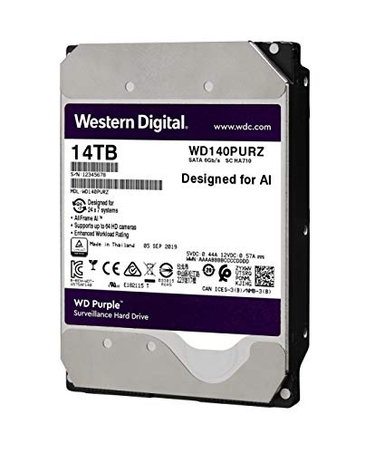 WD Purple Surveillance Hard Drive WD140PURZ - Hard drive - 14 TB - internal - 3.5" - SATA 6Gb/s - 7200 rpm - buffer: 512 MB