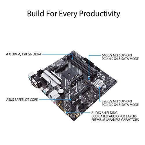 ASUS PRIME B550M-A - Motherboard - micro ATX - Socket AM4 - AMD B550 - USB 3.2 Gen 1, USB 3.2 Gen 2 - Gigabit LAN - onboard graphics (CPU required) - HD Audio (8-channel)