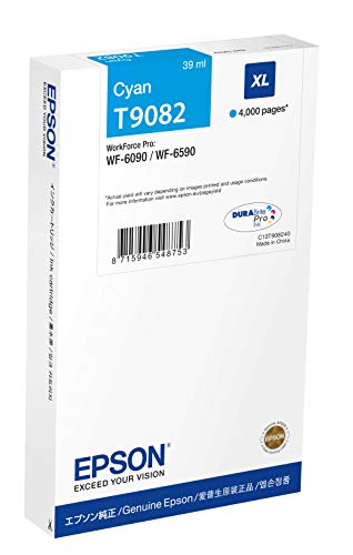 Epson T9082 - 39 ml - XL size - cyan - original - ink cartridge - for WorkForce Pro WF-6090, WF-6590