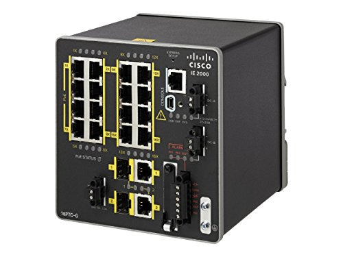 Cisco Industrial Ethernet 2000 Series - Switch - Managed - 16 x 10/100 (PoE+) + 2 x combo Gigabit SFP - DIN rail mountable - PoE+