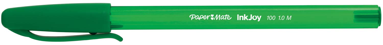 Best Value Paper Mate InkJoy 100 CAP Ball Pen with 1.0 mm Medium Tip, Green, Pack of 50