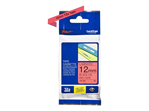 Brother TZe-431 - Black on red - Roll (1.2 cm x 8 m) 1 roll(s) laminated tape - for Brother PT-D210, D600, H110, P750, P950, P-Touch Cube PT-P300, P-Touch Cube Pro PT-P910