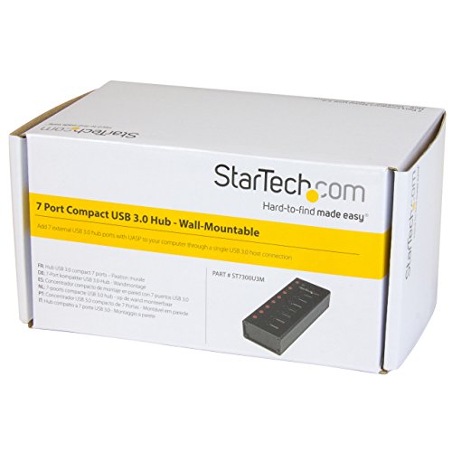 StarTech.com 7 Port USB 3.0 Hub (5 Gbps) - Metal Enclosure - Desktop or Wall Mountable - Rugged & industrial Powered USB Expander and Splitter Hub (ST7300U3M)