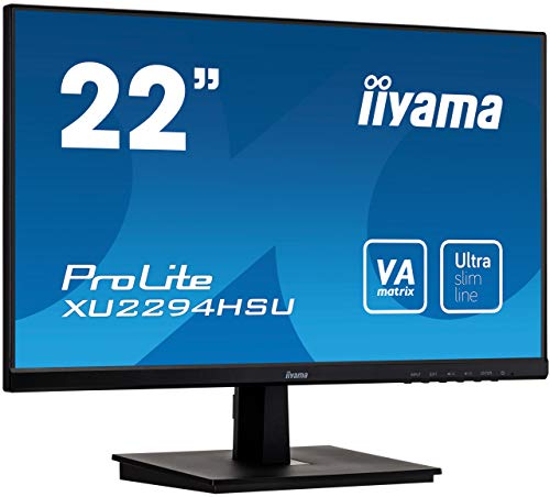 iiyama ProLite XU2294HSU-B1 - LED monitor - 22" (21.5" viewable) - 1920 x 1080 Full HD (1080p) @ 75 Hz - VA - 250 cd/m - 3000:1 - 4 ms - HDMI, VGA, DisplayPort - speakers - matte black