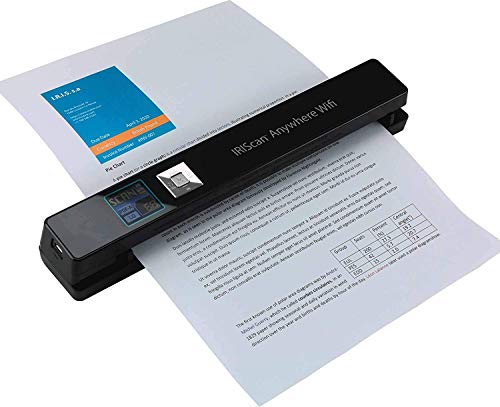 IRIScan Anywhere 5 Wifi - 8PPM Scan anything, anywhere. No computer needed. Battery Powered Portable Scanner. Scan up to 100 A4 documents on battery mode. Scan directly to JPEG/PDF. Scanning resolutions: 300/600/1200 dpi. Directly save scans into your microSD" card. Micro SD Card Included Includes Readiris OCR software  Convert any paper document, PDF, or image file into editable Office documents and upload to the Cloud. Cardiris Business cards recognition software. PC and Mac