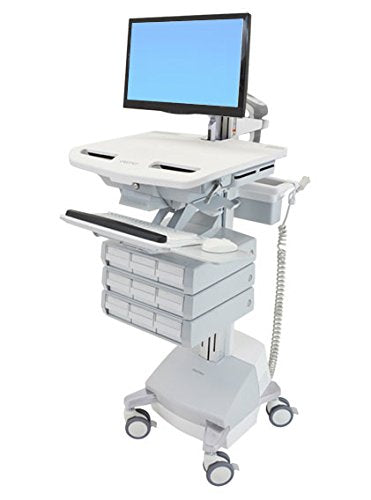 Ergotron StyleView - Cart for LCD display / keyboard / mouse / CPU / notebook / barcode scanner (open architecture) - medical - aluminium, zinc-plated steel, high-grade plastic - grey, white, polished aluminium - screen size: up to 24" - output: AC 230 V - 66 Ah - Lead Acid