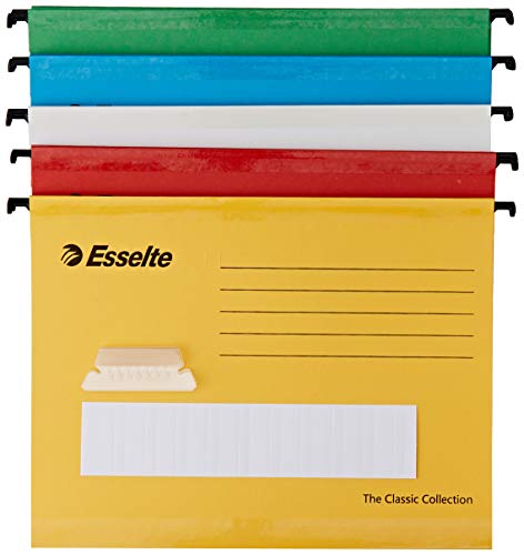 Esselte 93042 Classic A4 Vertical Suspension Files - Assorted Colours, Pack of 10