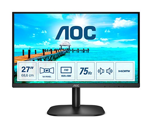 AOC Basic Line 27B2AM 27 Inch 1920 x 1080 Full HD 1080p 75Hz VA Widescreen MM HDMI VGA LED Monitor Black