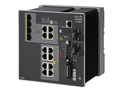 Cisco Industrial Ethernet 4000 Series - Switch - Managed - 4 x 10/100 + 4 x 10/100 (PoE+) + 4 x combo Gigabit SFP - DIN rail mountable - PoE+ - DC power - TAA Compliant