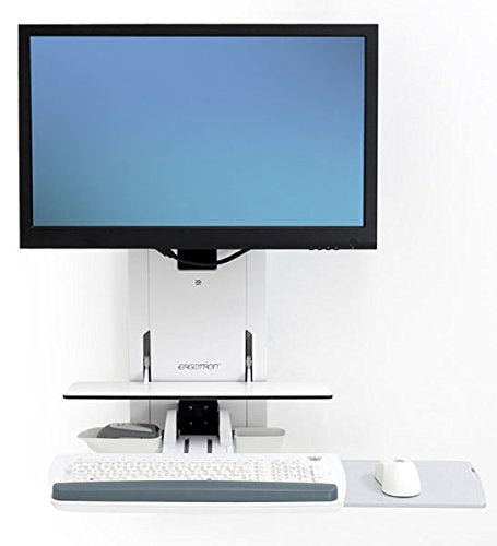 Ergotron StyleView Sit-Stand Vertical Lift, Patient Room - Wall mount for LCD display / keyboard / mouse / bar code scanner - white - screen size: 24"