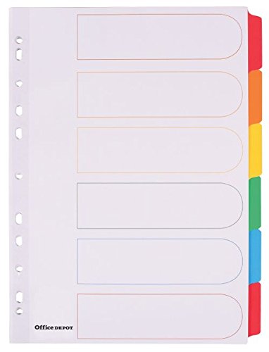 Best Value Mylar punched Dividers A4 6 Part Colour Tabs