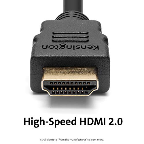 Kensington High Speed HDMI Cable with Ethernet, 6ft - High Speed HDMI with Ethernet cable - HDMI male to HDMI male - 1.83 m - black - 4K support