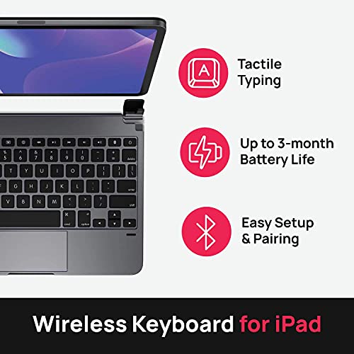 Brydge Pro Plus 11 Inch QWERTY English Bluetooth Wireless Keyboard with Trackpad for Apple iPad Pro Backlit Keys App Expose Included Protection