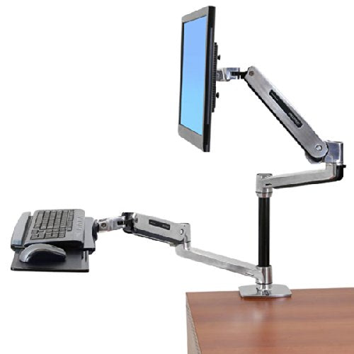 Ergotron LX Sit-Stand Desk Mount LCD Arm - Mounting kit (pole, VESA adapter, sit-stand arm, desk clamp base, grommet-mount base) for LCD display - aluminium - polished aluminium - screen size: up to 42"