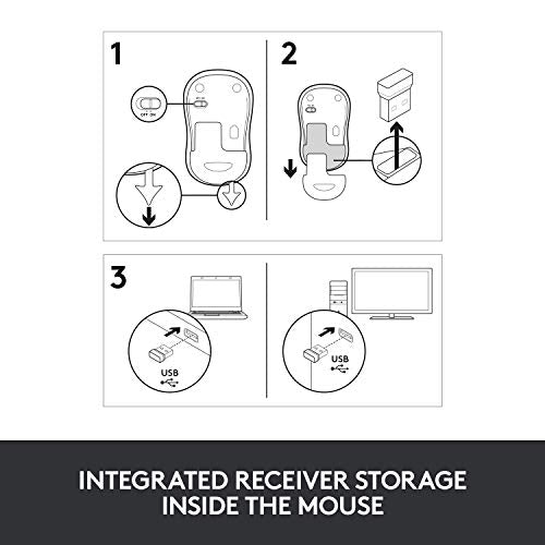 Logitech M185 - Mouse - optical - wireless - 2.4 GHz - USB wireless receiver - grey