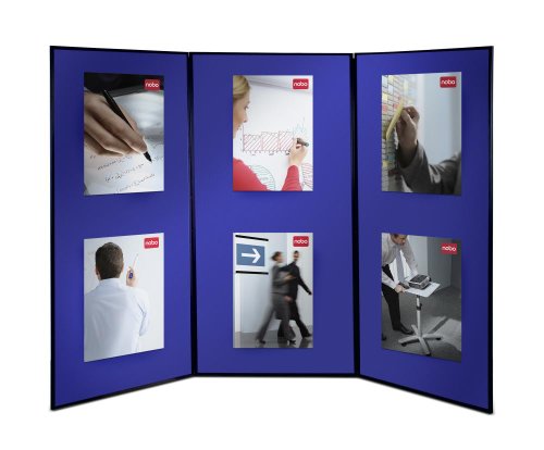 Best Value Nobo Showboard Extra Three Panel Blue/Grey