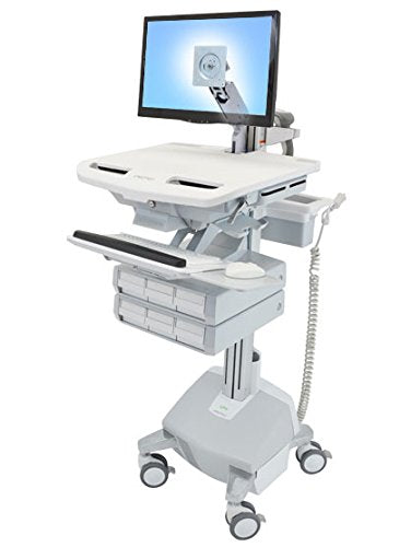 Ergotron StyleView - Cart for LCD display / keyboard / mouse / CPU / notebook / barcode scanner (open architecture) - medical - aluminium, zinc-plated steel, high-grade plastic - grey, white, polished aluminium - screen size: up to 24" - output: AC 230 V - 40 Ah - lithium