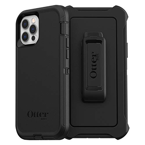 OtterBox Defender Series - Back cover for mobile phone - rugged - polycarbonate, synthetic rubber - black - for Apple iPhone 12, 12 Pro