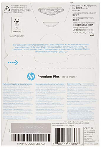 HP Premium Plus Photo Paper - Glossy - 100 x 150 mm - 300 g/m - 25 sheet(s) photo paper - for Deskjet 2622, Envy 50XX, 76XX, Officejet 52XX, 80XX, Photosmart B110, Wireless B110